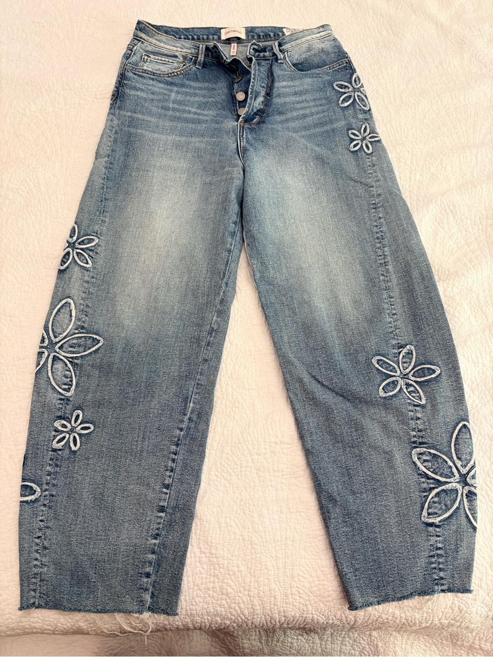 DRIFTWOOD Barrel Light Blue Embroidered Wide-Leg Jeans
